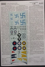 Roden 1/48th Scale Gladiator Mk.II - Decals from Kit No. 401