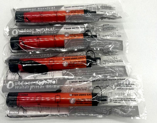 New Pureflow Emergency Water Filter Straw Outdoor Survival (lot of 4)