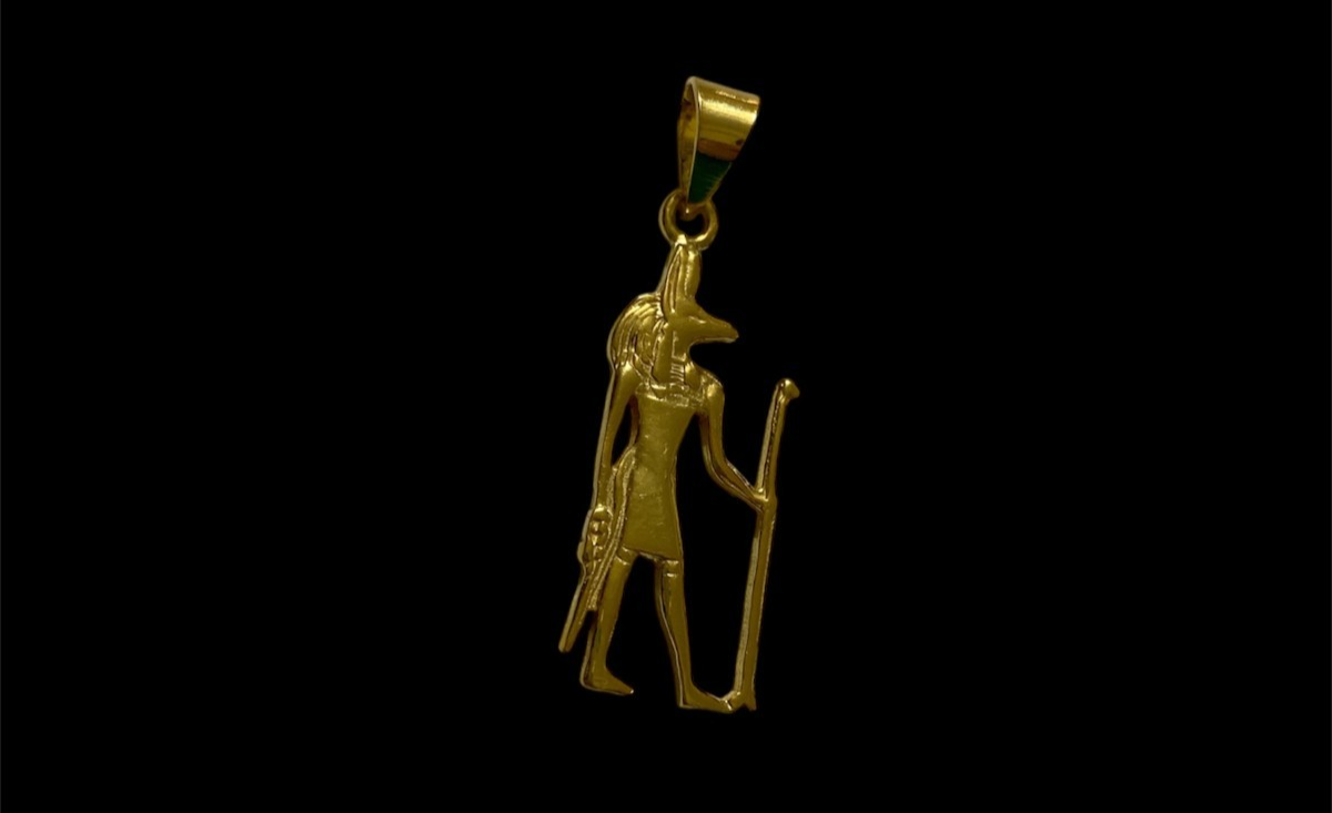Handmade God Of Dead Anubis holding his sceptre Pendant made from 925 Silver