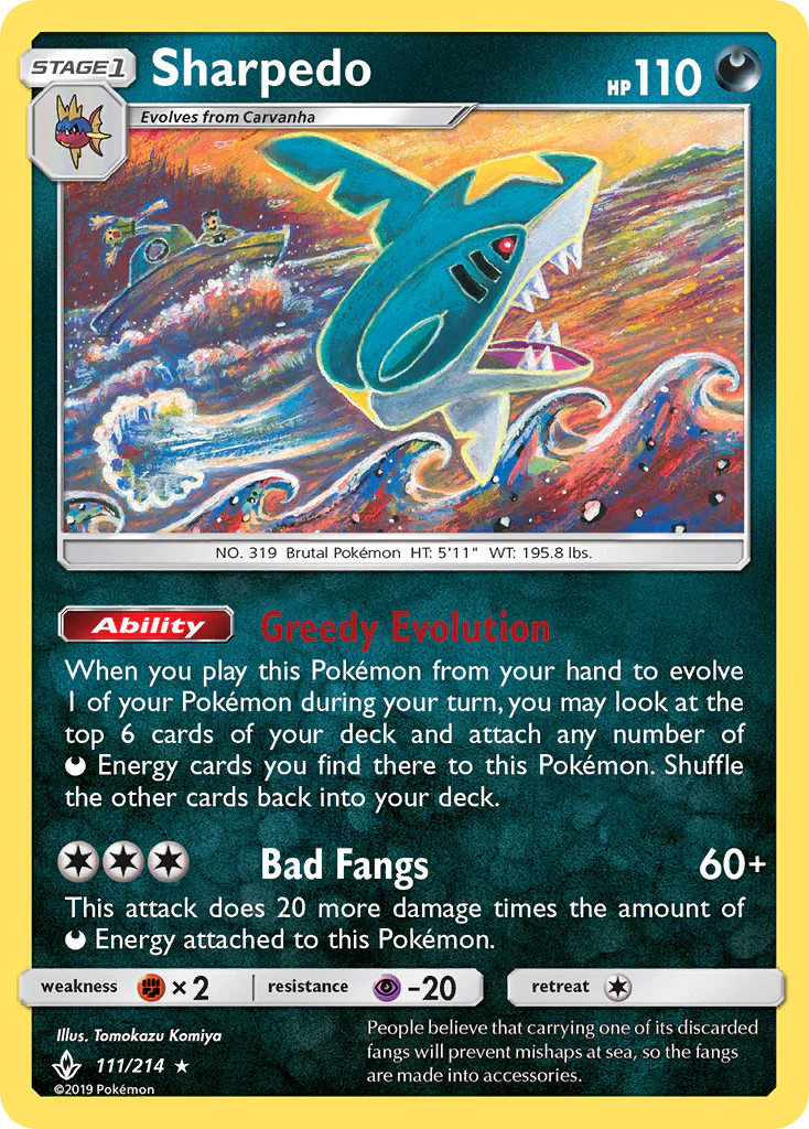 Sharpedo 111/214 Rare | Unbroken Bonds | Pokemon Card