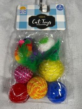 7-Pack Fun Sun Cat Toys With Bells Feathers Assorted Colors Interactive Play F