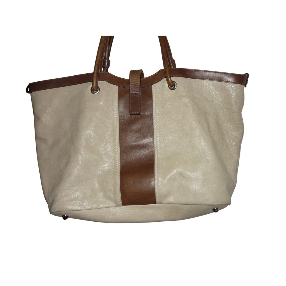 Bolso de Mano Marco Buggiani Chic Mujer Beige Marrón Cuero Asa Superior Bolso de Hombro Foto 3 de 4