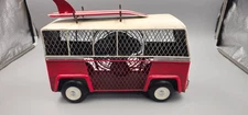 Deco Breeze Table Fan Surf Board Metal Red & White Van Figurine Fan 12x9x4