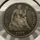 1871 Seated Liberty Half Dime 5C Silver US Coin - F Detail