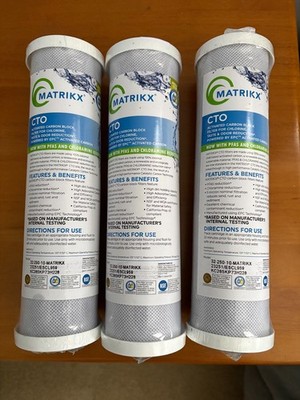 Matrikx CTO Carbon Block Water Filter, 10-Inch, Pack of 3