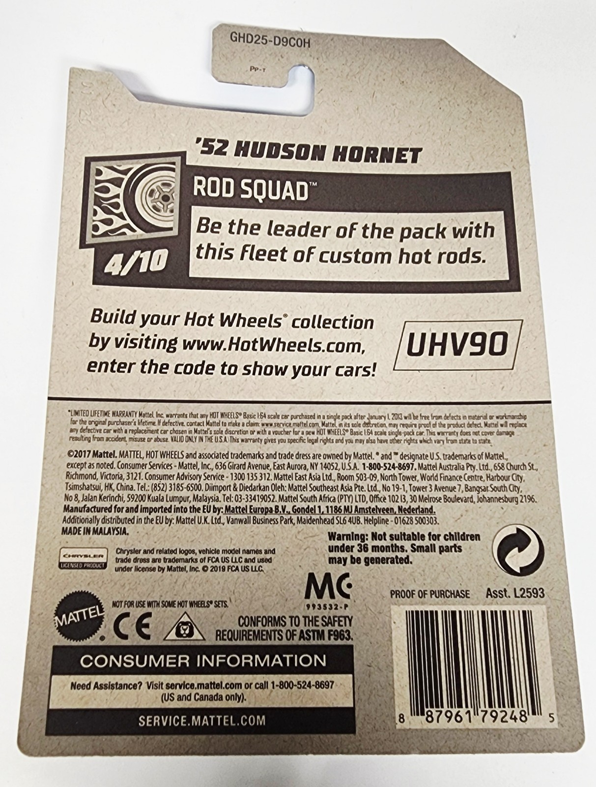 HOT WHEELS 2020 #140 GREY 1952 52 HUDSON HORNET NASCAR ROAD RALLY RACE CAR