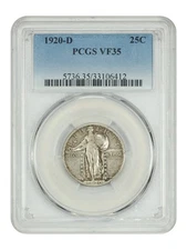 1920-D 25C PCGS VF35 - Standing Liberty Quarter