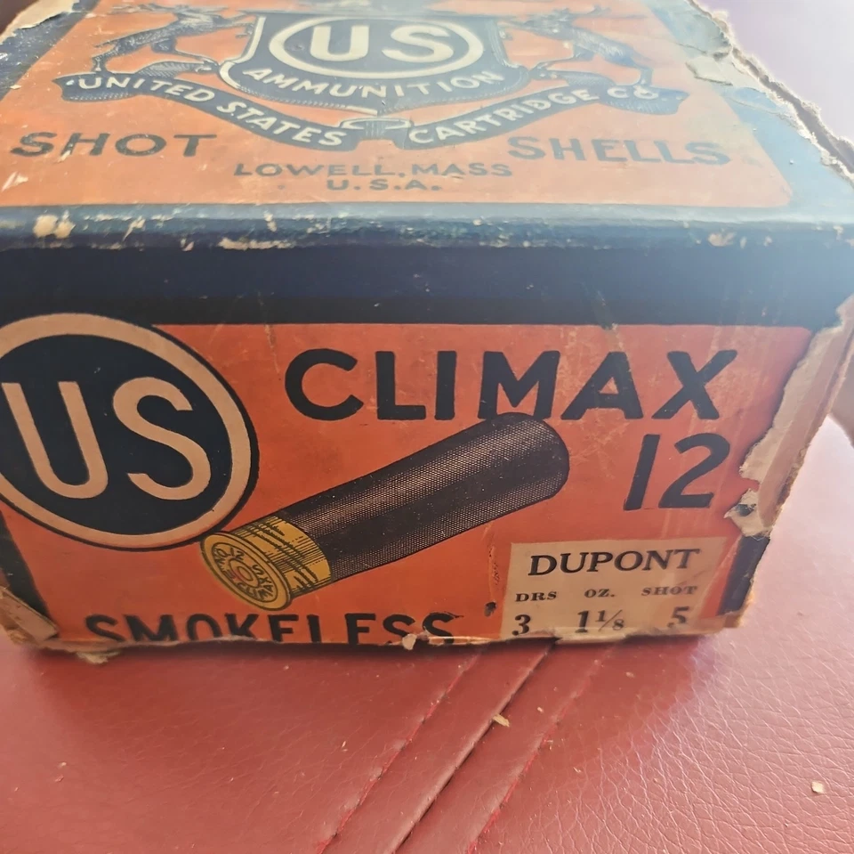 Vintage  USCC 2 piece Climax 12 ga  shotgun shell ammo box empty - Image 2 of 4