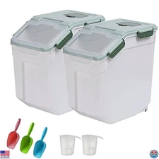 YXQ 25LB Flour Storage Container Set - 2 Pack Airtight Bins with Wheels & Lid