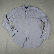 Ralph Lauren Shirt Mens Size 15.5 Blue Check Dress Button Up Long Sleeve