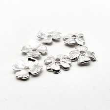 Sterling Silver Flower Bead Caps   8mm Spacer Caps with 1.25mm Hole 6pcs Floral