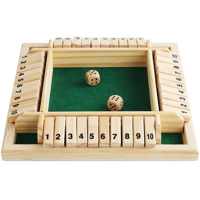 Shut the Box 4 Spieler Brettspiel Zahlen Lernspiel Familie Party Spiel Grün - Bild 1 von 4