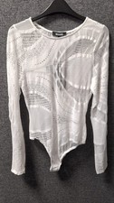 Missguided Sheer lace Bodysuit White UK 12 LN062 BB 17