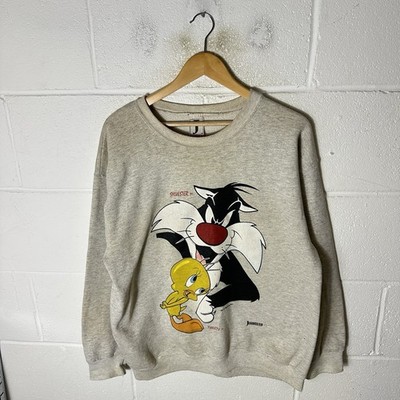 Vintage Looney Tunes Sweatshirt Herren Large Grau Jostens Warner Bros Made In USA*