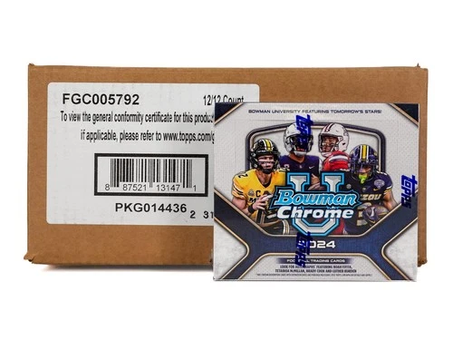 2024 BOWMAN UNIVERSITY CHROME FOOTBALL HOBBY JUMBO 12-BOX CASE