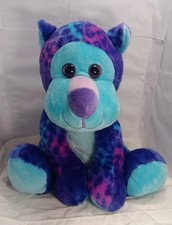 2016 Kellytoy Cheetah Spots Leopard Big Cat Plush Turquoise Purple 12"