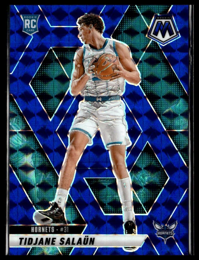 2024-25 Panini Mosaic 241 Tidjane Salaun Charlotte Hornets RC Blue Prizm 095/199