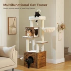 PAWZ Road Cat Tree, 57.5" Modern Cat Tower for Large Cats, Multi-Level Wood 
