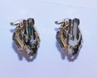 1950's Lisner Style Costume "Clip On" AB Rhinestone Cluster Gold-Tone Earrings — photo 9