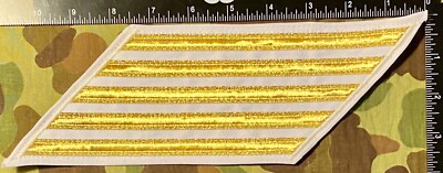 US Navy Gold on White Five Bar CPO Service Stripes or 5 bar Hash Marks 20 years