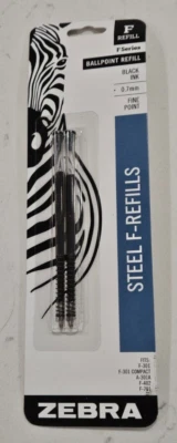 Pack of 2 refills F-Refill for Zebra F-301 F301 F-402 F-701 Pen Black Ink 85512