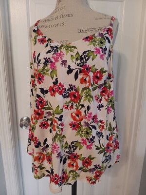 TORRID~~floral~V-NECK~spaghetti strap~SWING CAMI TOP~tank~STRETCH~sz 1~1X