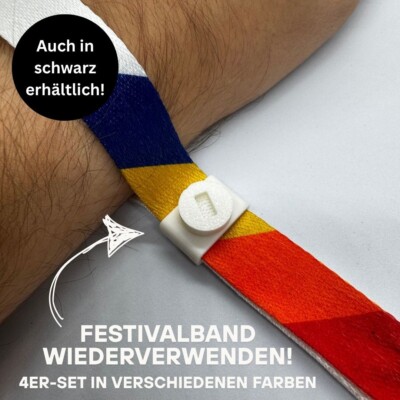 4x Festivalband Verschluss   Wiederverwendbar | Festivalbändchen, Eintrittsband