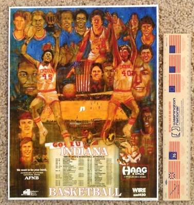 RARE INDIANA UNIVERSITY HOOSIERS 1980-81 MEN'S BB TEAM POSTER - NATIONAL CHAMPS!