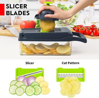 14PCS Multifunctional Kitchen Chopping Artifact Vegetable Slicer Food Chopper US