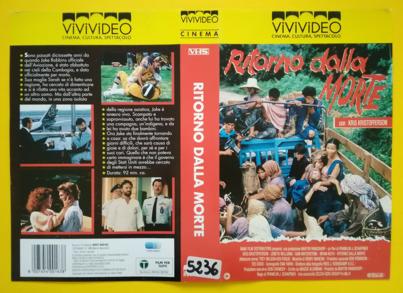 Solo Copertina Fascetta Inlay Ritorno Dalla Morte Kris Kristofferson Per Vhs