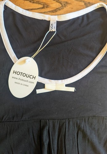 Hotoch Women's Black w White Lace Trim Night Gown Sleep Shirt Nighty - Bild 3 von 6