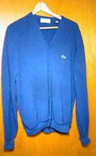 Izod Of London Lacoste Cardigan Mens Size XL USA Made Blue 1960's Sweater