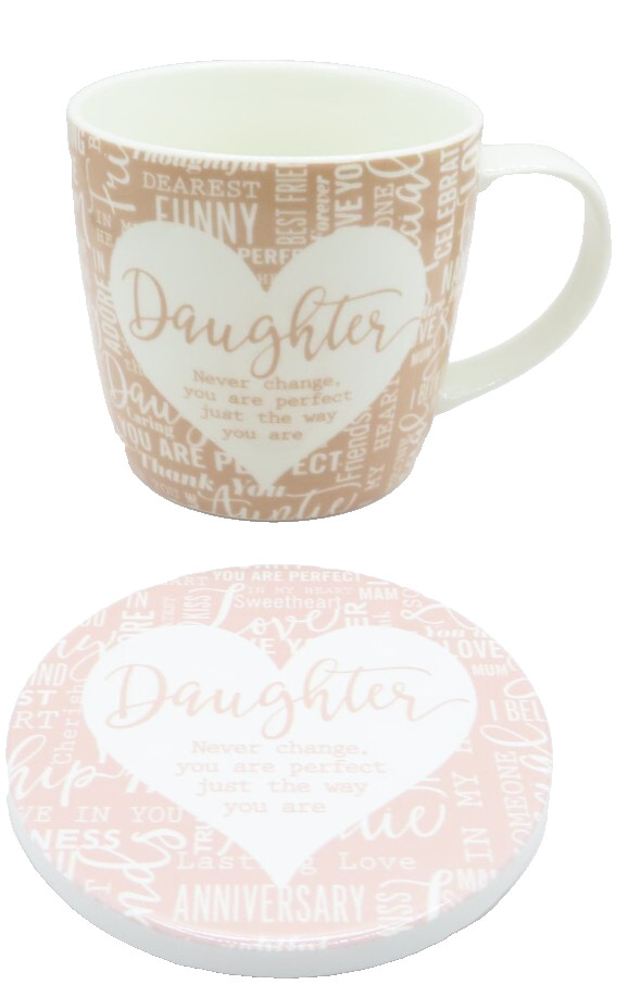 Daughter Mug & Coaster Set  8.3 CM Microwave & Dishwasher Proof Gift Home Decor