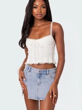 Edikted Lace Cotton White Tank Top Size Extra Small