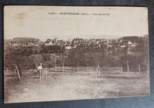 vtg postcard art Bletterans Jura vue generale field and town France unposted
