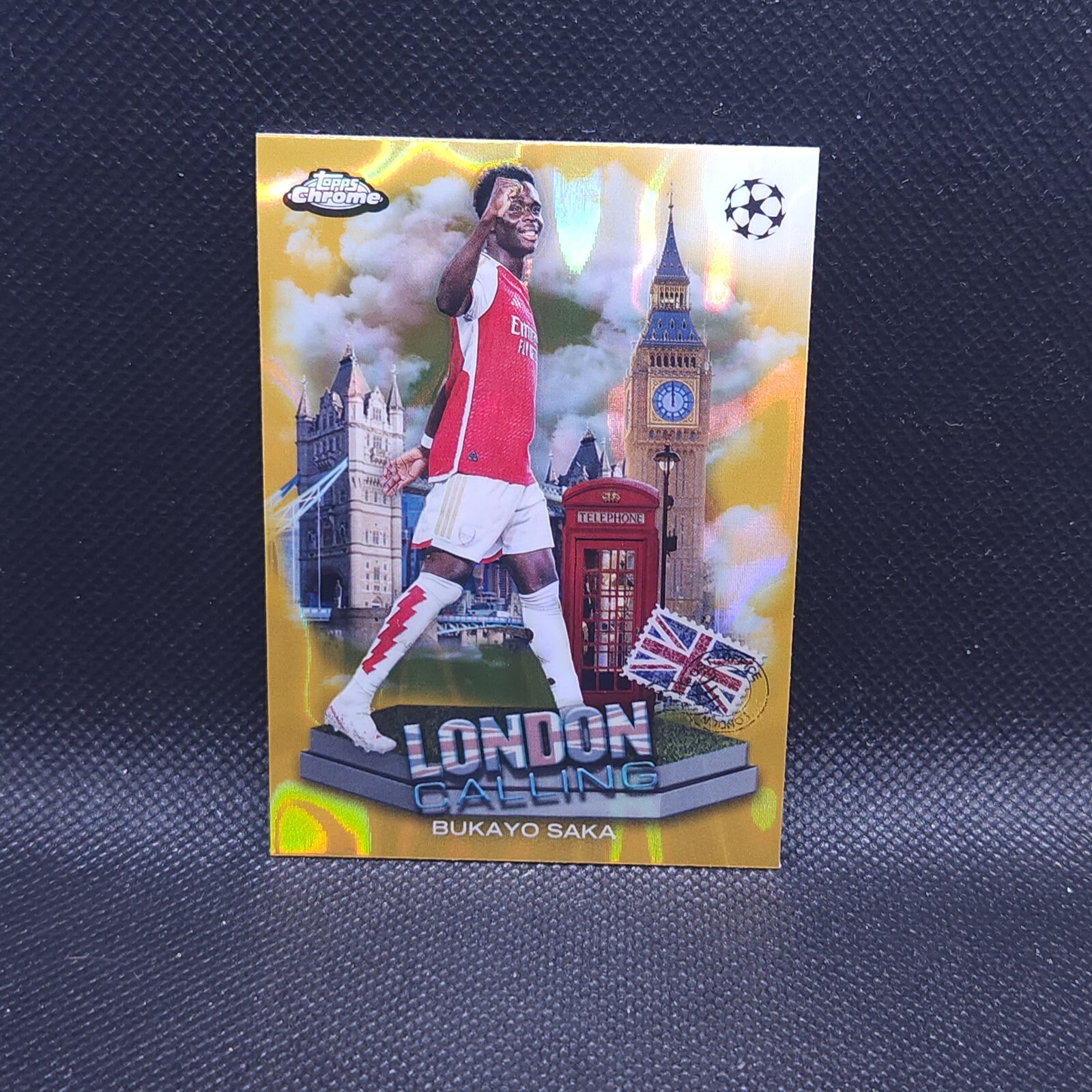 2023-24 Topps Chrome UEFA Bukayo Saka London Calling Gold Lava LC-14 SP