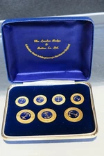 Vintage Enameled Navy Anchor  Button Set in Case - London Badge & Button Company