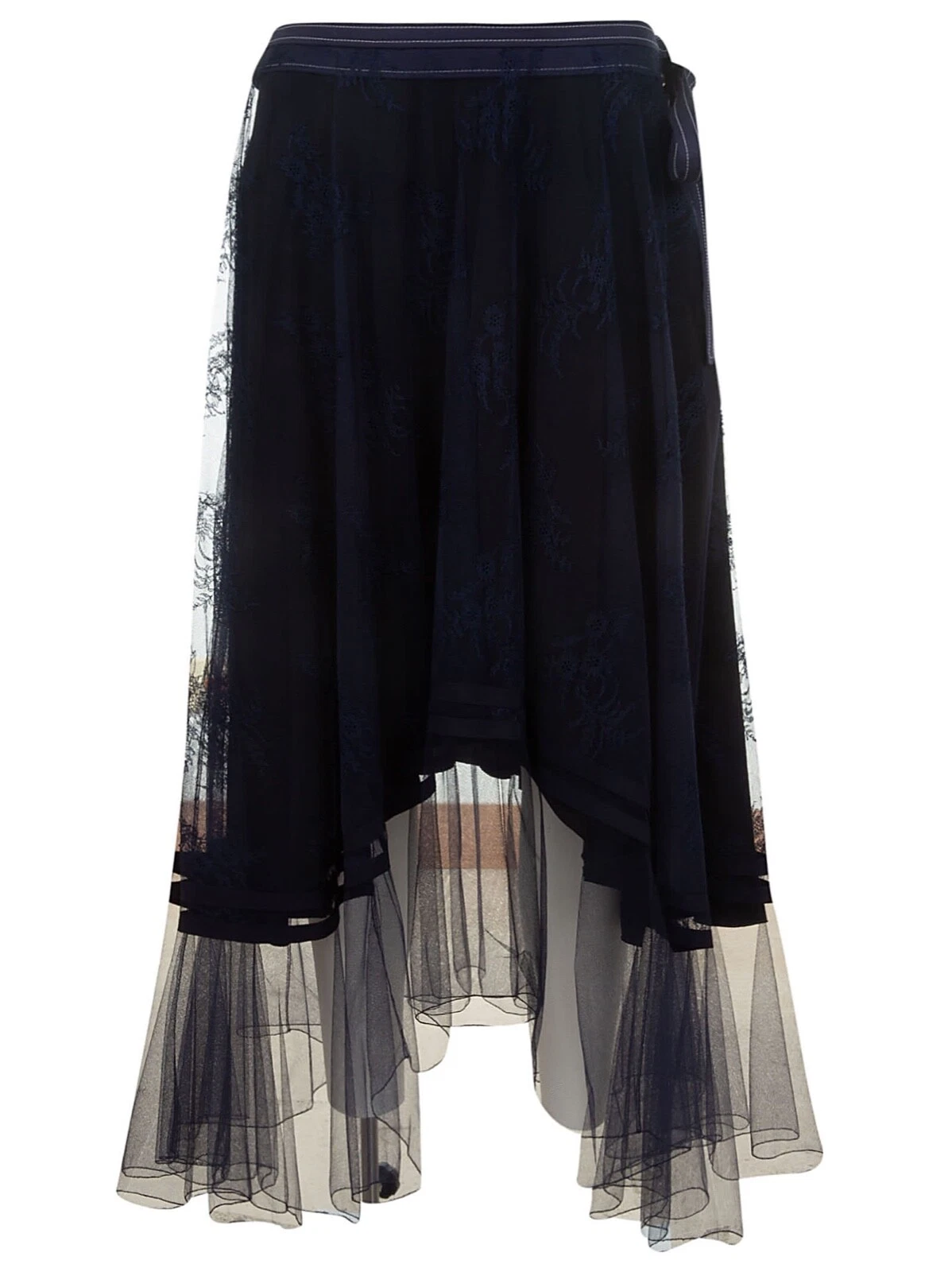 Chloe — Chloe ankle length lace skirt w/ belt blue
