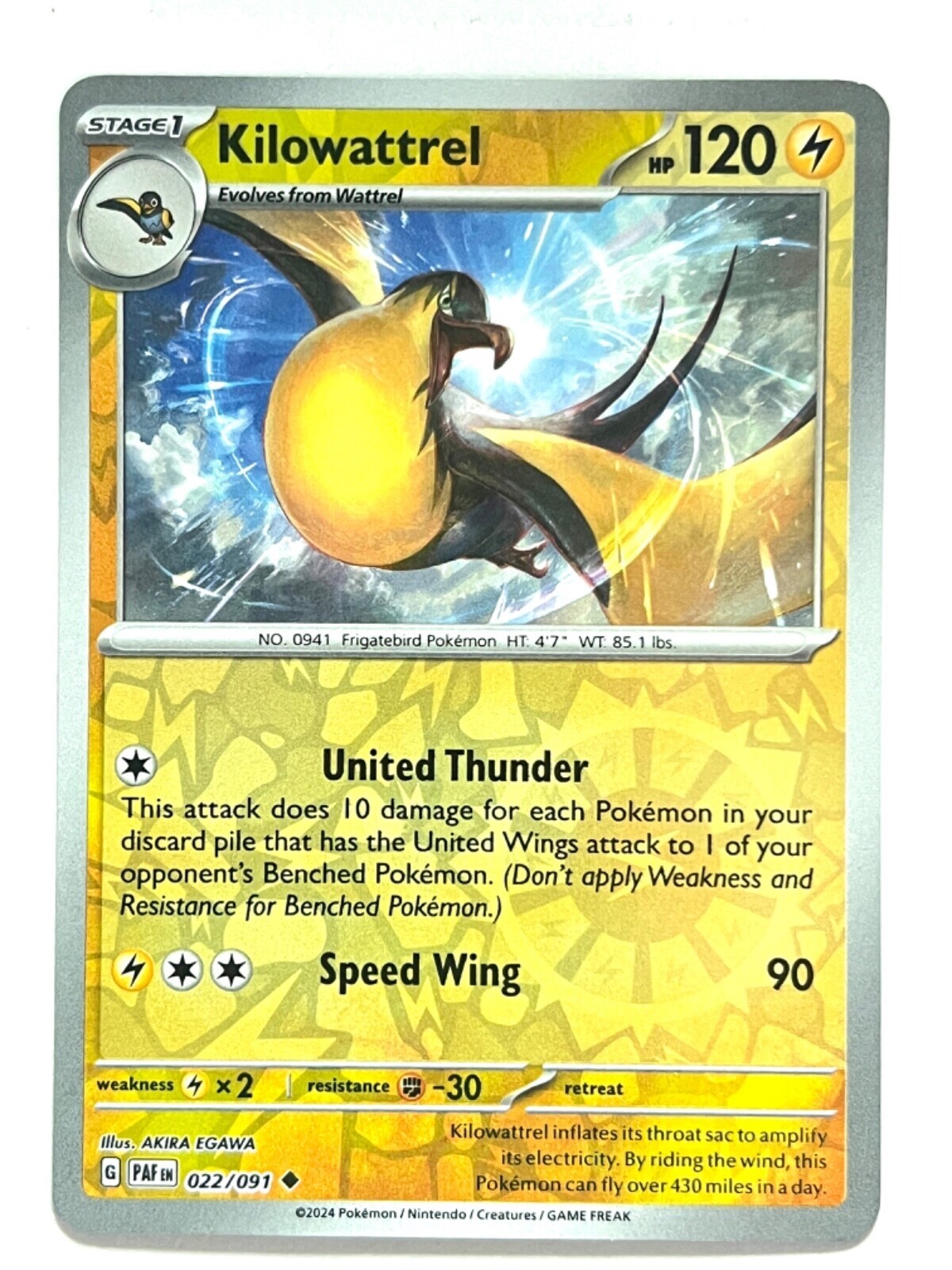 Pokemon - Kilowattrel - 022/091 - Reverse Holo - Paldean Fates - NM/M