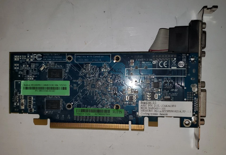 ACER ATI Radeon HD2400 Pro 128MB DDR2 PCI-e x16 0WX085 Video Graphics Card - Image 2 of 4