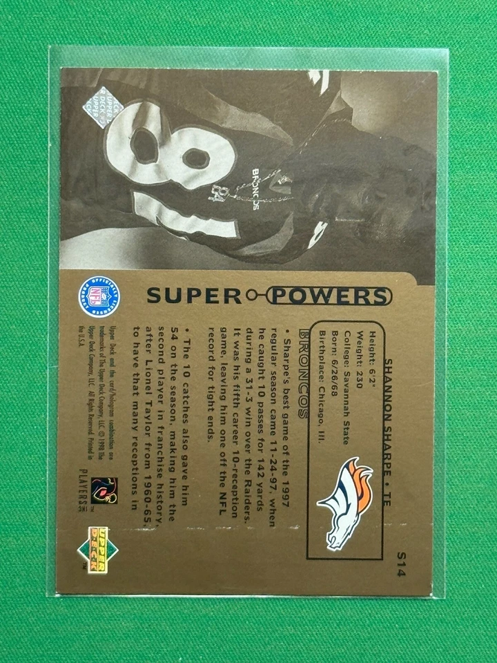 1998 Upper Deck Football Super Powers #S14 Shannon Sharpe - Image 2 of 2
