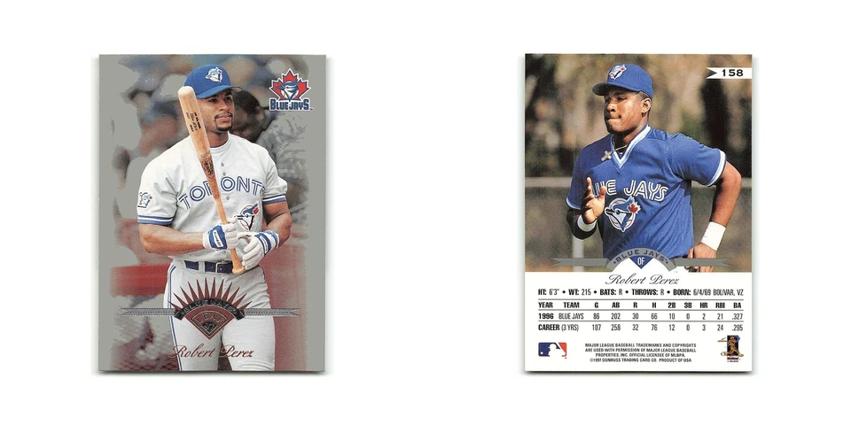 Robert Perez 1997 Leaf #158 Toronto Blue Jays Baseball Card NM - Image 3 of 3