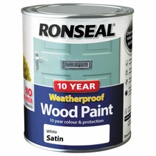 Ronseal 10 Year Exterior Weatherproof Wood Paint 750ml Satin Finish All colours