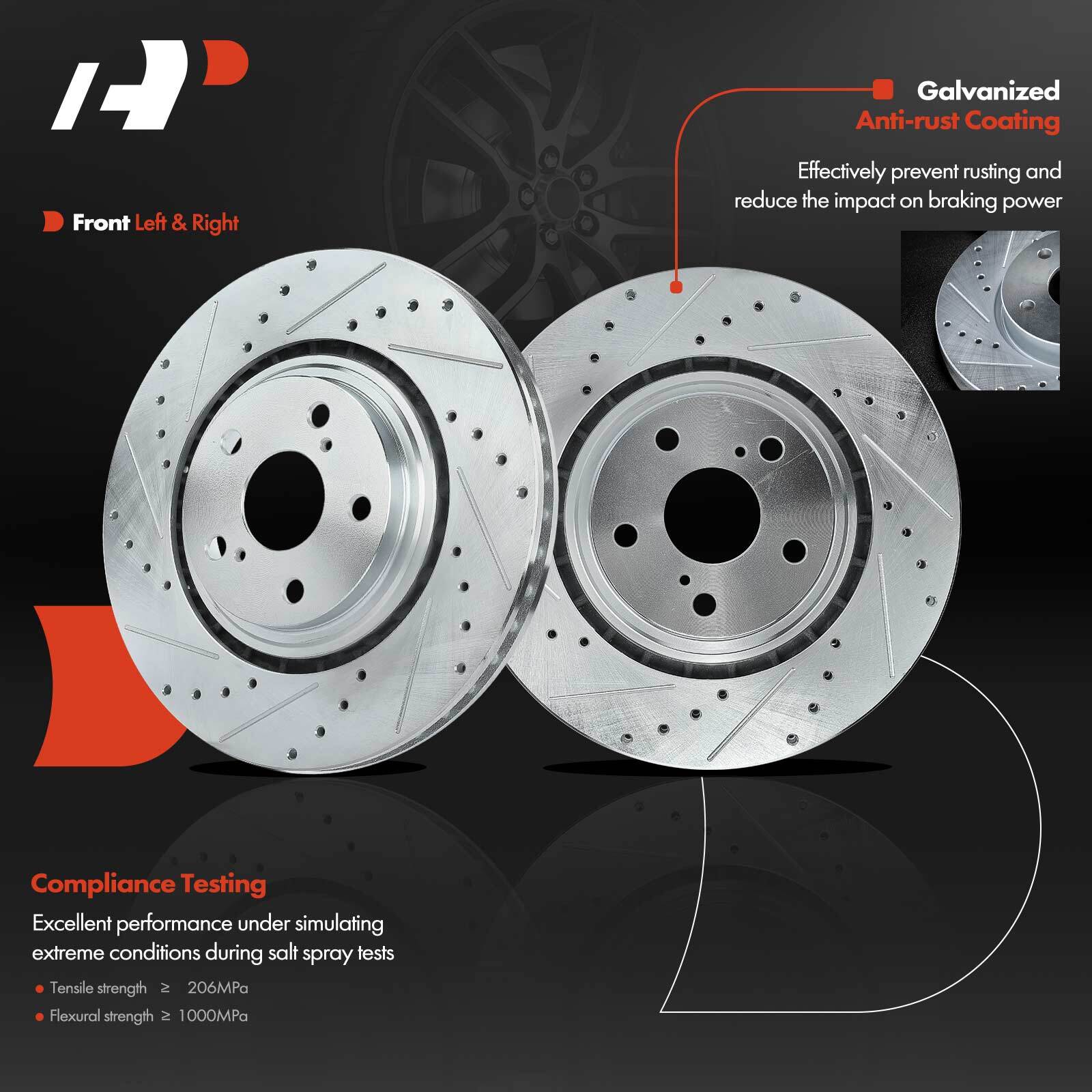 Lexus Rotor Color Slotted Front Car & Truck Brake Disc Rotors Detroit Axle Front Brake ...
