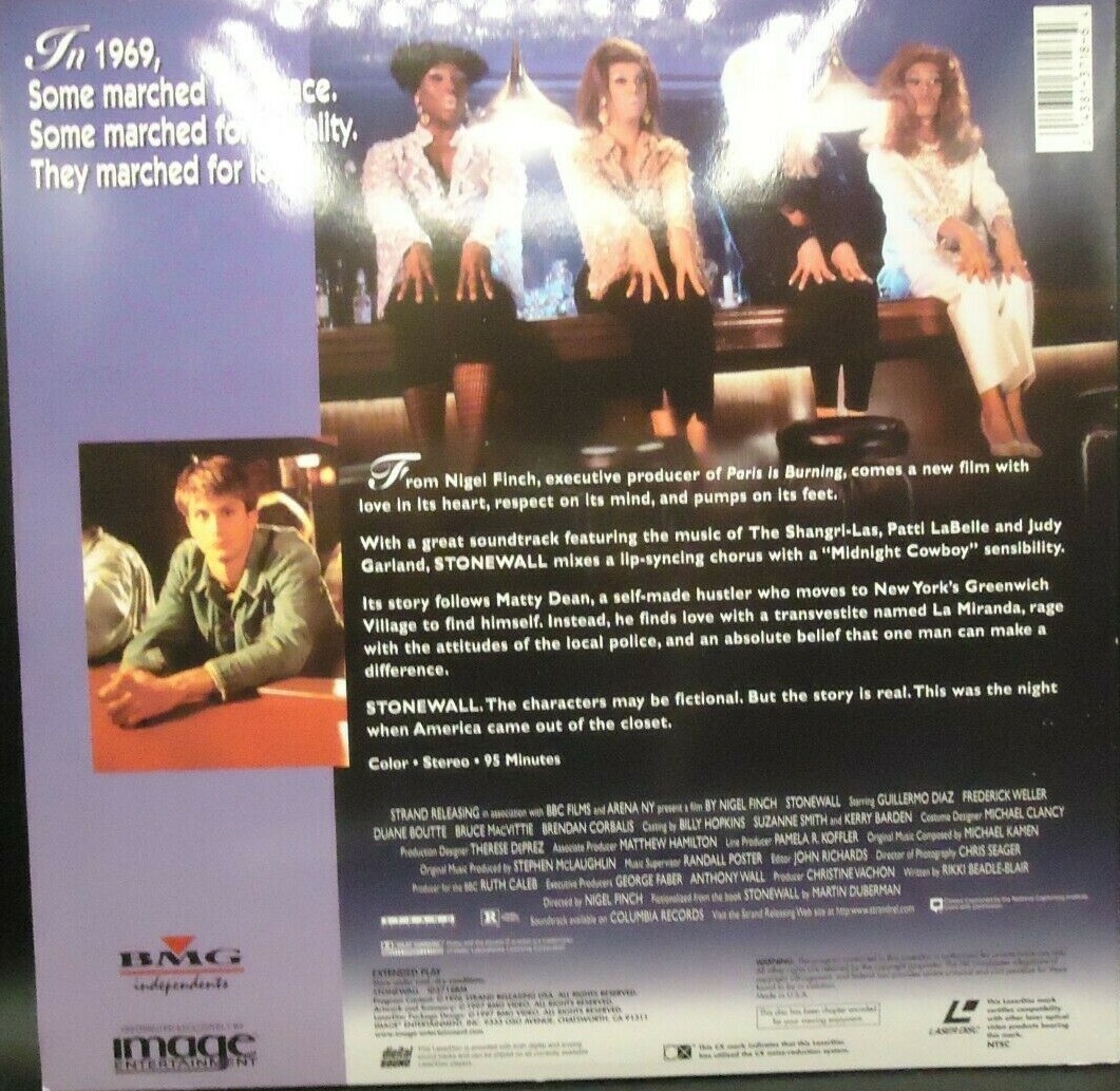 Stonewall (1995 Film) Laserdisc NTSC Nigel Finch LGBTQ Guillermo