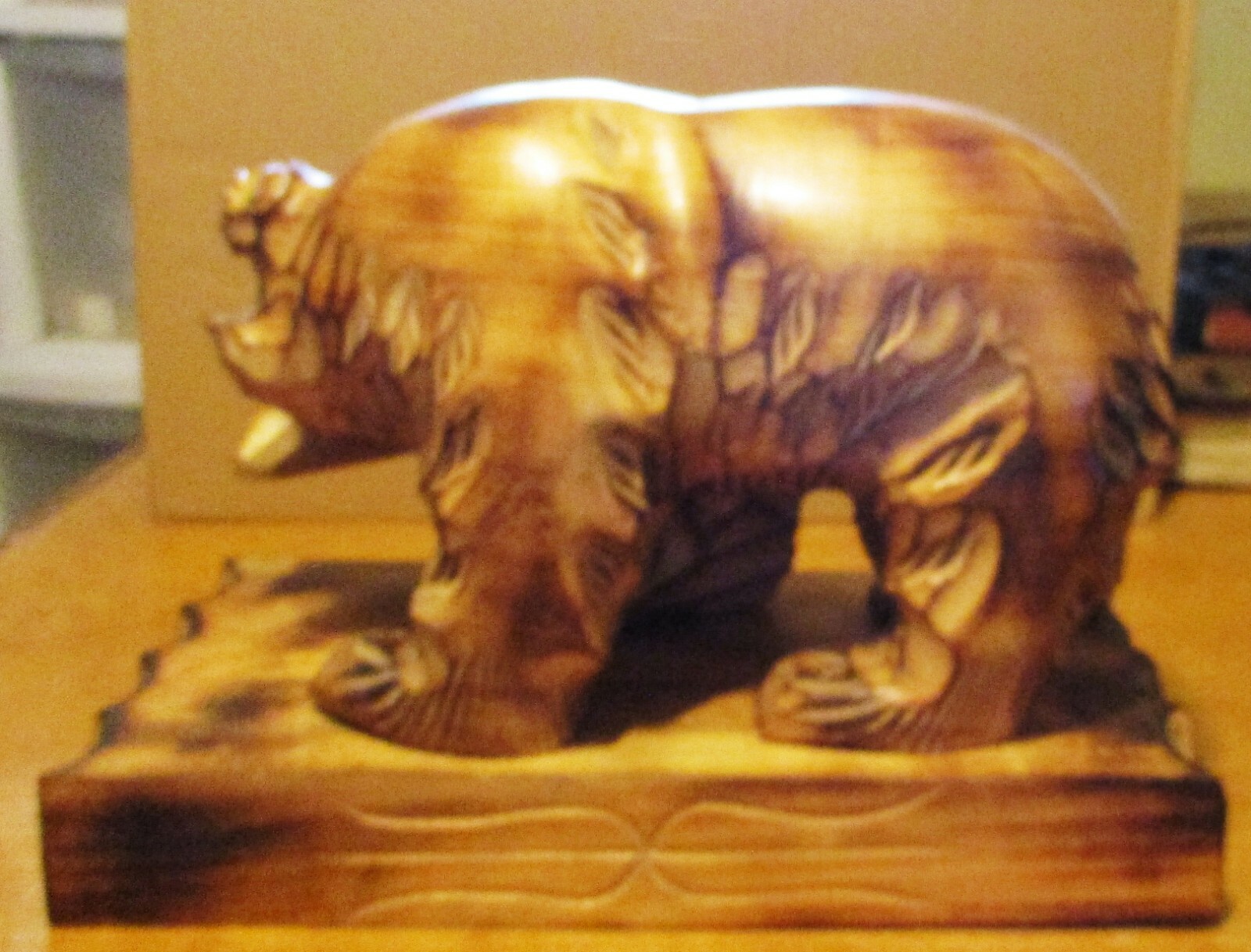 Rare Vintage Large Japan Ainu Bear with Salmon Hokkaido with Freestanding Base