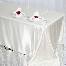 Ivory 90x132" RECTANGLE Satin TABLECLOTH Wedding Party Home Banquet Linens Home