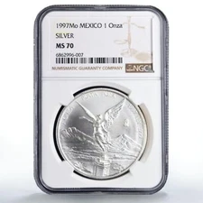 Mexico 1 onza Libertad Angel of Independence MS70 NGC silver coin 1997