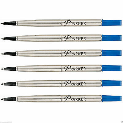 6 x Parker Roller Ball Rollerball Pen Refills Black Ink Medium Frontier Vector 