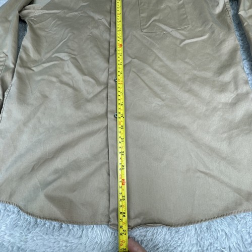 Arrow Dress Shirt Mens M (15) Fitted Solid Sateen Point Collar Casual Dress Top - Picture 6 of 13